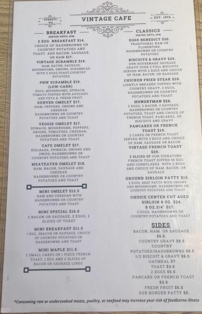 Vintage Cafe Menu image 1